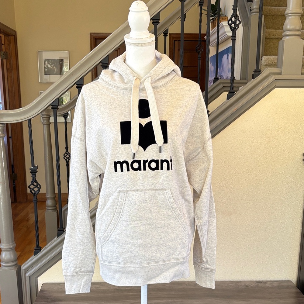 Authentic Isabel Marant Étoile Hooded Sweatshirt Cream/Gray & Black Size 34 (XS)